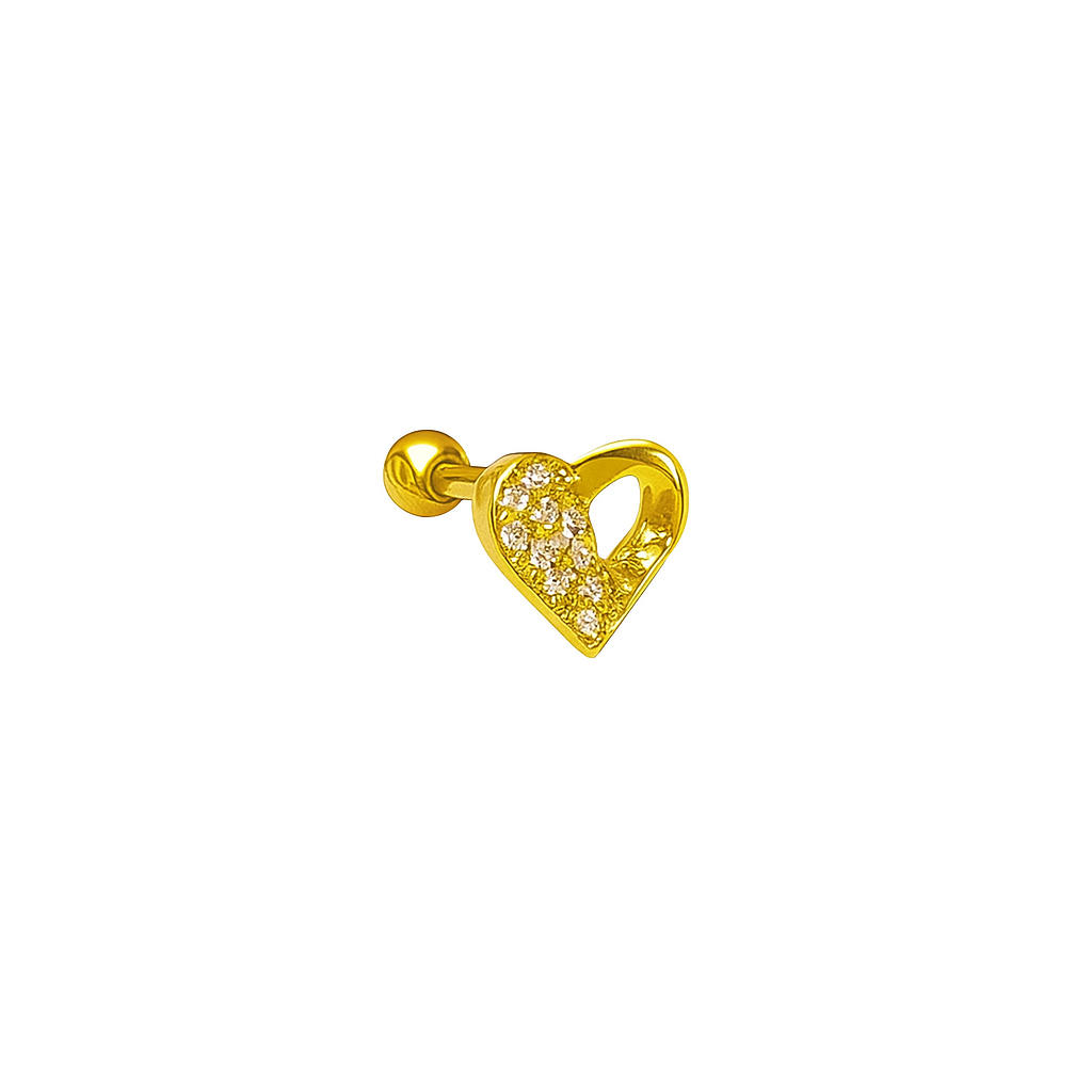 Piercing medio corazón circonias.