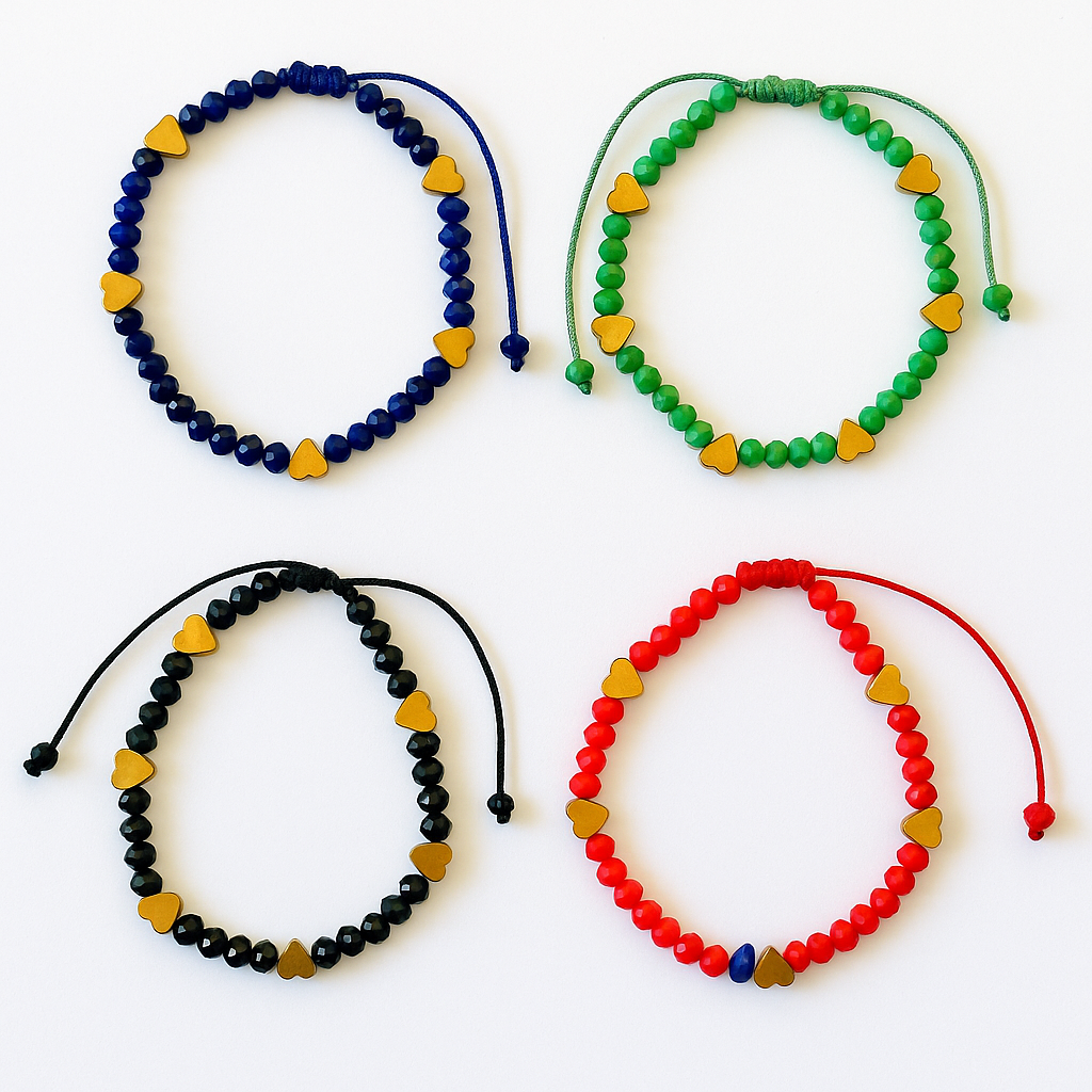 Pulseras de cristales y corazón