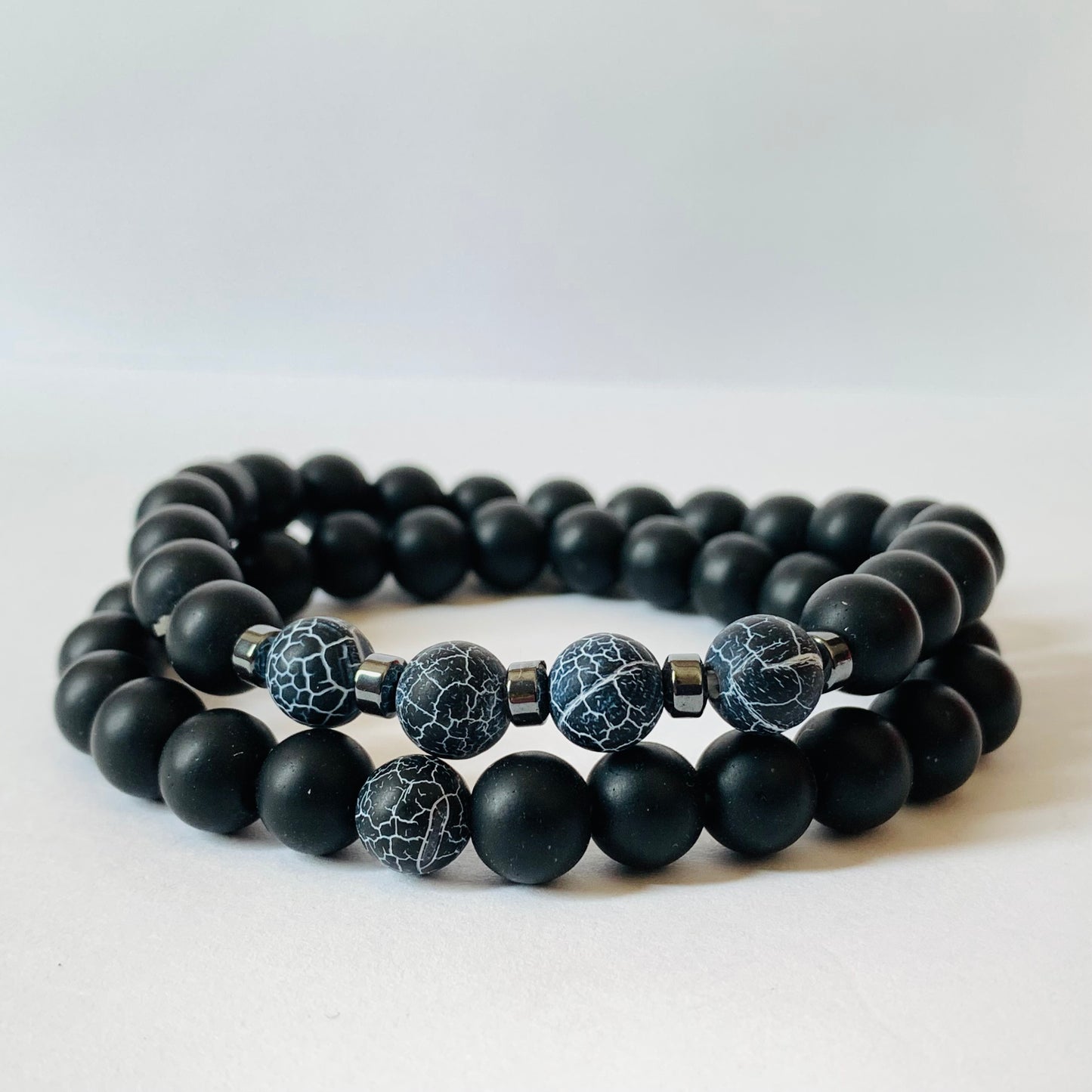 Set pulseras onix caballero