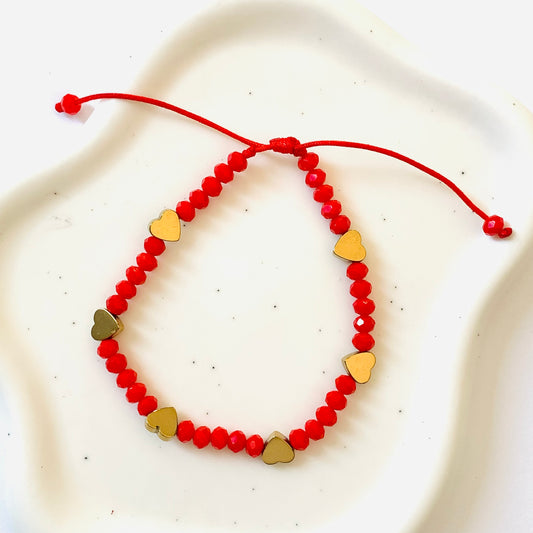 Pulseras de cristales y corazón
