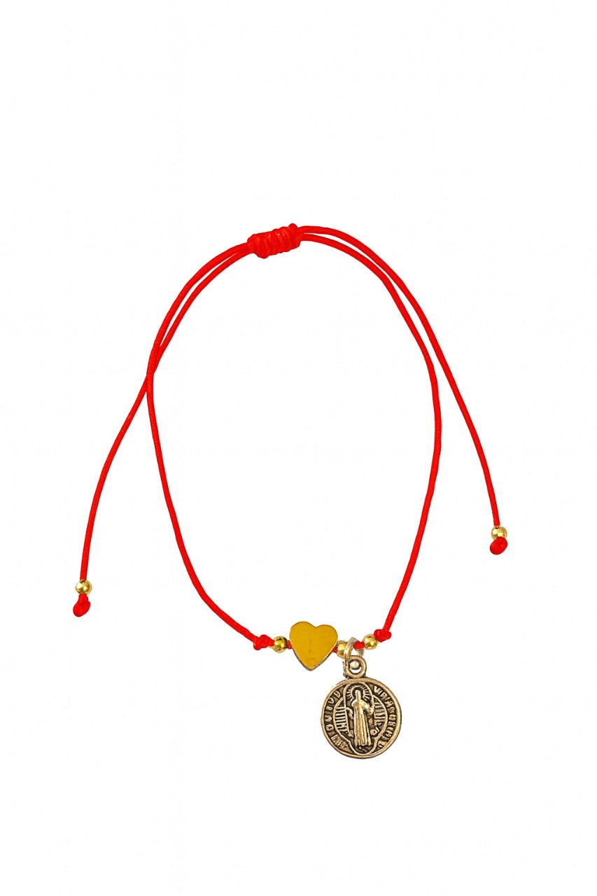 Pulsera de protección San Benito y corazón