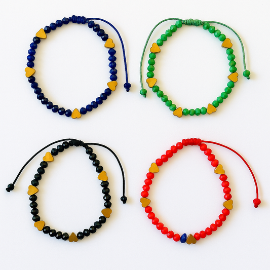 Pulseras de cristales y corazón