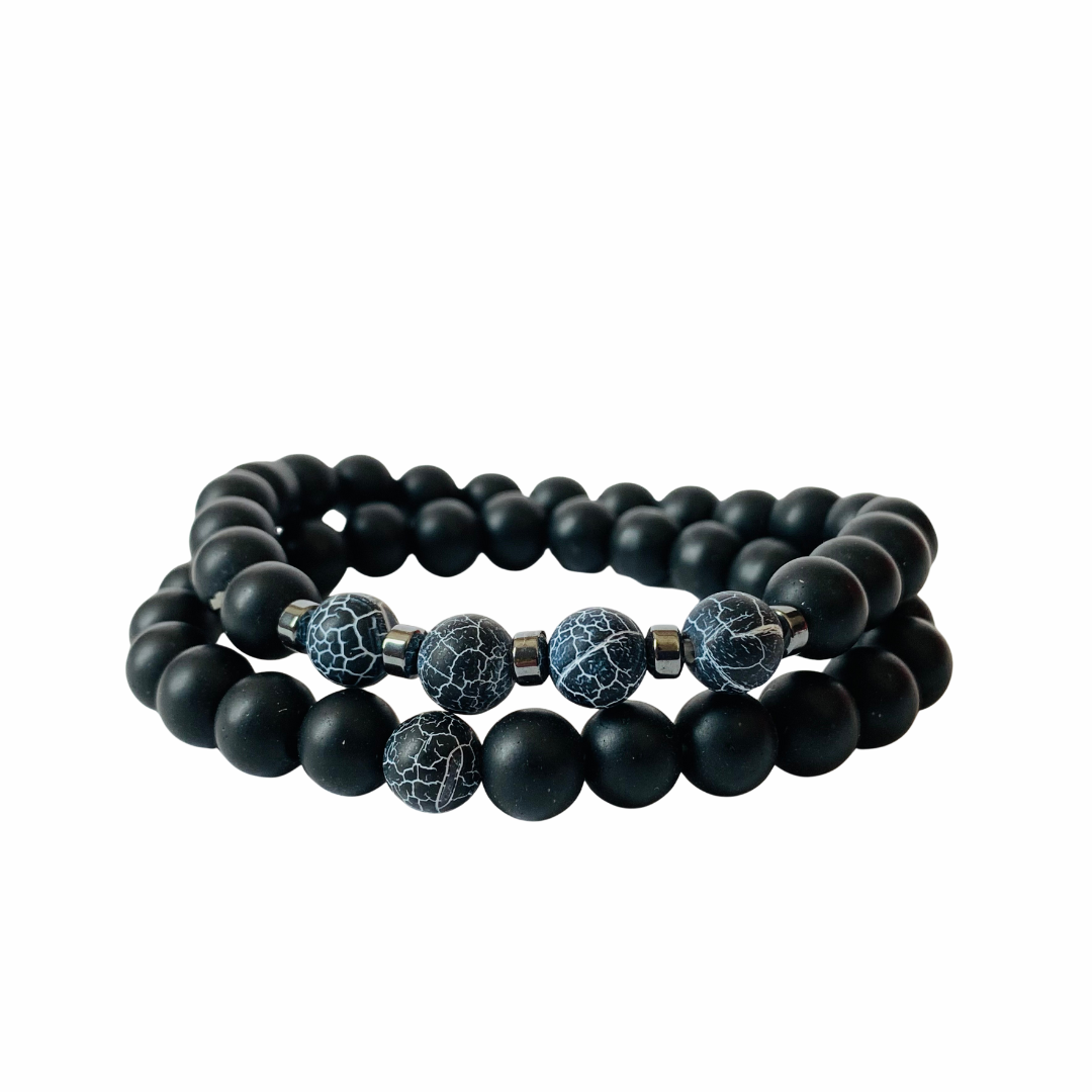 Set pulseras onix caballero