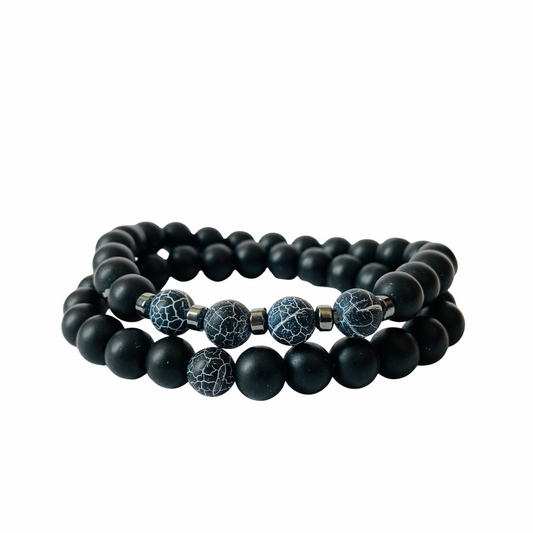 Set pulseras onix caballero