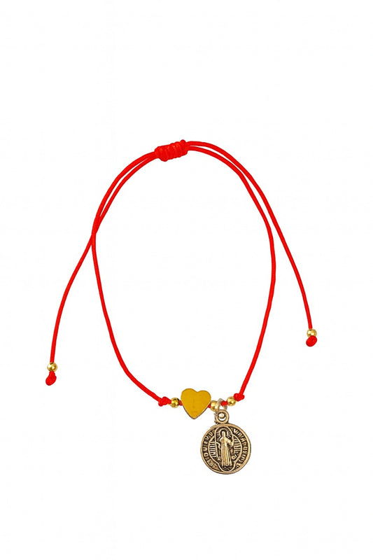 Pulsera de protección San Benito y corazón